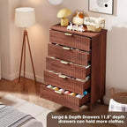 Commode à 5 tiroirs cannelée en MDF 80 cm (L) x 120 cm (H)