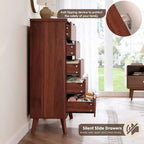Commode à 5 tiroirs cannelée en MDF 80 cm (L) x 120 cm (H)