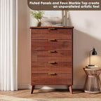 Commode à 5 tiroirs cannelée en MDF 80 cm (L) x 120 cm (H)
