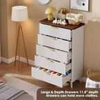 Commode à 5 tiroirs cannelée en MDF 80 cm (L) x 120 cm (H)