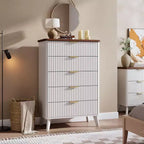 Commode à 5 tiroirs cannelée en MDF 80 cm (L) x 120 cm (H)