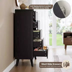 Commode à 5 tiroirs cannelée en MDF 80 cm (L) x 120 cm (H)