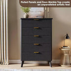 Commode à 5 tiroirs cannelée en MDF 80 cm (L) x 120 cm (H)