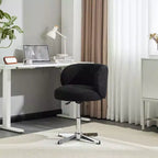 Karl Home Cute Modern Teddy Swivel Chair Armless Adjustable Height Office Desk Chair with No Wheels and Backrest Support In white