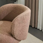 Chaise de bureau pivotante sans accoudoirs Teddy en tissu avec hauteur réglable et dossier incurvé blanc