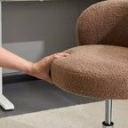 Chaise de bureau pivotante sans accoudoirs Teddy en tissu avec hauteur réglable et dossier incurvé blanc