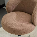 Chaise de bureau pivotante sans accoudoirs Teddy en tissu avec hauteur réglable et dossier incurvé blanc