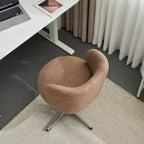 Chaise de bureau pivotante sans accoudoirs Teddy en tissu avec hauteur réglable et dossier incurvé blanc