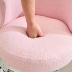Chaise de bureau pivotante sans accoudoirs Teddy en tissu avec hauteur réglable et dossier incurvé blanc