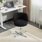 Chaise de bureau pivotante sans accoudoirs Teddy en tissu avec hauteur réglable et dossier incurvé blanc