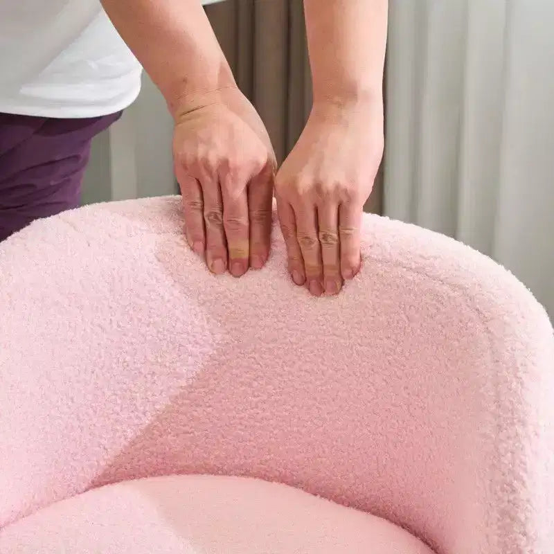 Chaise de bureau pivotante sans accoudoirs Teddy en tissu avec hauteur réglable et dossier incurvé blanc