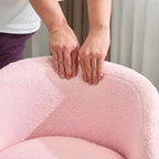 Chaise de bureau pivotante sans accoudoirs Teddy en tissu avec hauteur réglable et dossier incurvé blanc
