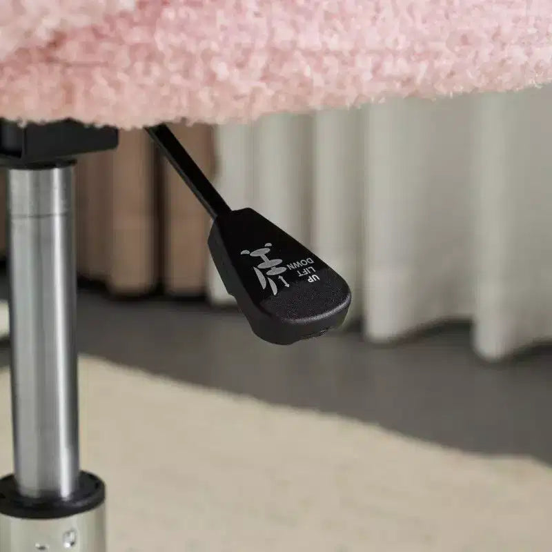 Chaise de bureau pivotante sans accoudoirs Teddy en tissu avec hauteur réglable et dossier incurvé blanc
