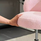 Chaise de bureau pivotante sans accoudoirs Teddy en tissu avec hauteur réglable et dossier incurvé blanc