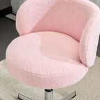 Chaise de bureau pivotante sans accoudoirs Teddy en tissu avec hauteur réglable et dossier incurvé blanc