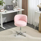 Chaise de bureau pivotante sans accoudoirs Teddy en tissu avec hauteur réglable et dossier incurvé blanc