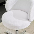 Chaise de bureau pivotante sans accoudoirs Teddy en tissu avec hauteur réglable et dossier incurvé blanc