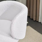 Chaise de bureau pivotante sans accoudoirs Teddy en tissu avec hauteur réglable et dossier incurvé blanc