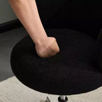 Chaise de bureau pivotante sans accoudoirs Teddy en tissu avec hauteur réglable et dossier incurvé blanc