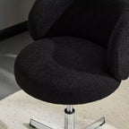 Chaise de bureau pivotante sans accoudoirs Teddy en tissu avec hauteur réglable et dossier incurvé blanc