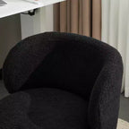 Chaise de bureau pivotante sans accoudoirs Teddy en tissu avec hauteur réglable et dossier incurvé blanc
