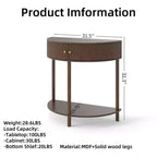 Console demi-lune en MDF avec tiroirs ondulés 3D et étagère ouverte 80 cm (L) x 82 cm (H) Marron