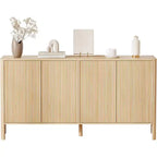 58 Inch Sideboard Buffet Cabinet, Modern Fluted Coffee Bar Cupboard Storage Cabinet with 4 Doors and Adjustable Shelves for Kitchen Entryway