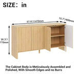 Buffet Bahut en MDF Canné avec 4 Portes et Étagères Réglables 147 cm (L) x 77 cm (H)