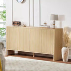 Buffet Bahut en MDF Canné avec 4 Portes et Étagères Réglables 147 cm (L) x 77 cm (H)