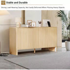 Buffet Bahut en MDF Canné avec 4 Portes et Étagères Réglables 147 cm (L) x 77 cm (H)