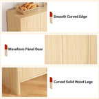 Buffet Bahut en MDF Canné avec 4 Portes et Étagères Réglables 147 cm (L) x 77 cm (H)