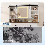 Coiffeuse en métal et bois avec miroir LED et prises de courant 41,85" L x 55" H Blanc