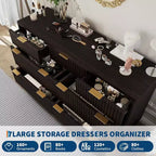 Commode à 7 tiroirs cannelée en bois d'ingénierie 53,94''L x 32''H