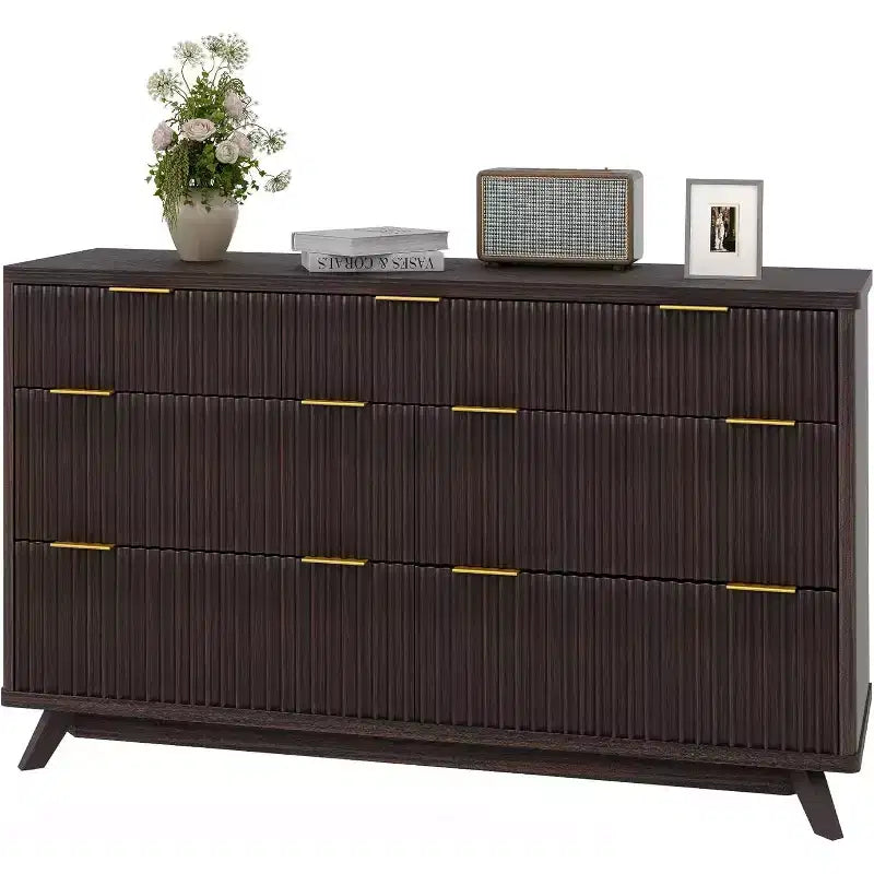 Commode à 7 tiroirs cannelée en bois d'ingénierie 53,94''L x 32''H