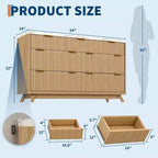Commode à 7 tiroirs cannelée en bois d'ingénierie 53,94''L x 32''H