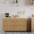 Commode à 7 tiroirs cannelée en bois d'ingénierie 53,94''L x 32''H