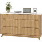 Commode à 7 tiroirs cannelée en bois d'ingénierie 53,94''L x 32''H