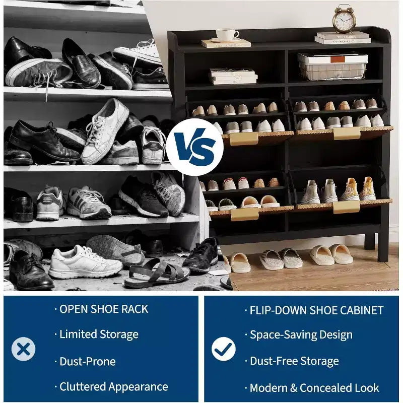 Meuble de rangement à chaussures mince en MDF avec 4 tiroirs basculants 99 cm L x 109 cm H
