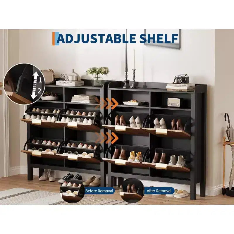 Meuble de rangement à chaussures mince en MDF avec 4 tiroirs basculants 99 cm L x 109 cm H
