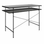 Bureau en métal et panneaux de particules avec plateau en verre cannelé et étagère ouverte 43,25''L x 29,5''H Noir