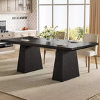 Lantine 63-Inch Black Dining Table for 4-6, Modern Kitchen Table with Tapered Wood Legs for Dining Room, Kitchen, Living Room