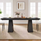 Table de salle à manger en aggloméré avec pieds fuselés en bois 160 cm (L) x 75 cm (H) Noir