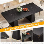 Table de salle à manger en aggloméré avec pieds fuselés en bois 160 cm (L) x 75 cm (H) Noir