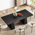 Table de salle à manger en aggloméré avec pieds fuselés en bois 160 cm (L) x 75 cm (H) Noir