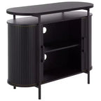 Meuble TV compact à portes coulissantes en MDF et acier, 100 cm (L) x 80,5 cm (H)
