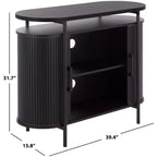 Meuble TV compact à portes coulissantes en MDF et acier, 100 cm (L) x 80,5 cm (H)