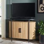 Meuble TV compact à portes coulissantes en MDF et acier, 100 cm (L) x 80,5 cm (H)