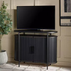 Meuble TV compact à portes coulissantes en MDF et acier, 100 cm (L) x 80,5 cm (H)