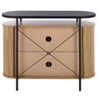 Meuble TV compact à portes coulissantes en MDF et acier, 100 cm (L) x 80,5 cm (H)