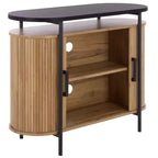 Meuble TV compact à portes coulissantes en MDF et acier, 100 cm (L) x 80,5 cm (H)